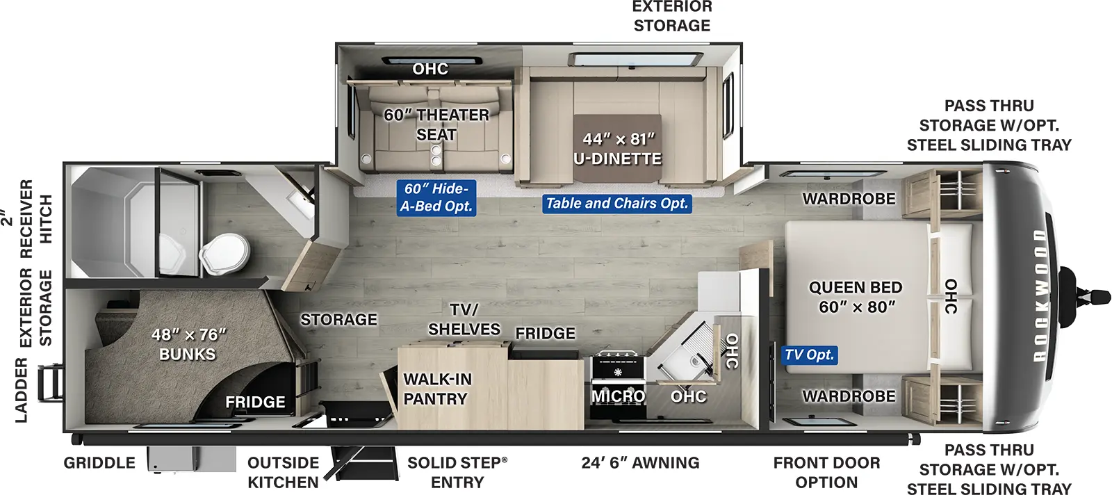 Rockwood Ultra Lite Travel Trailers 2706BH Floorplan